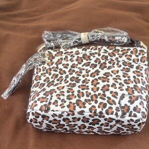 Leopard Print Crossbody Bag in White and Brown - Chic Animal Pattern
